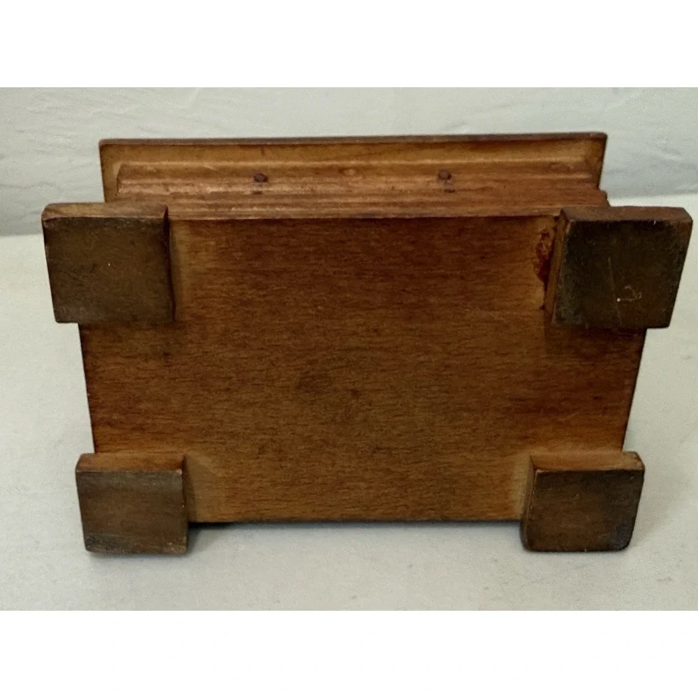 Antique German Warmbrunn Hand Carved Wood Trinket Jewelry Box Black Forest Style